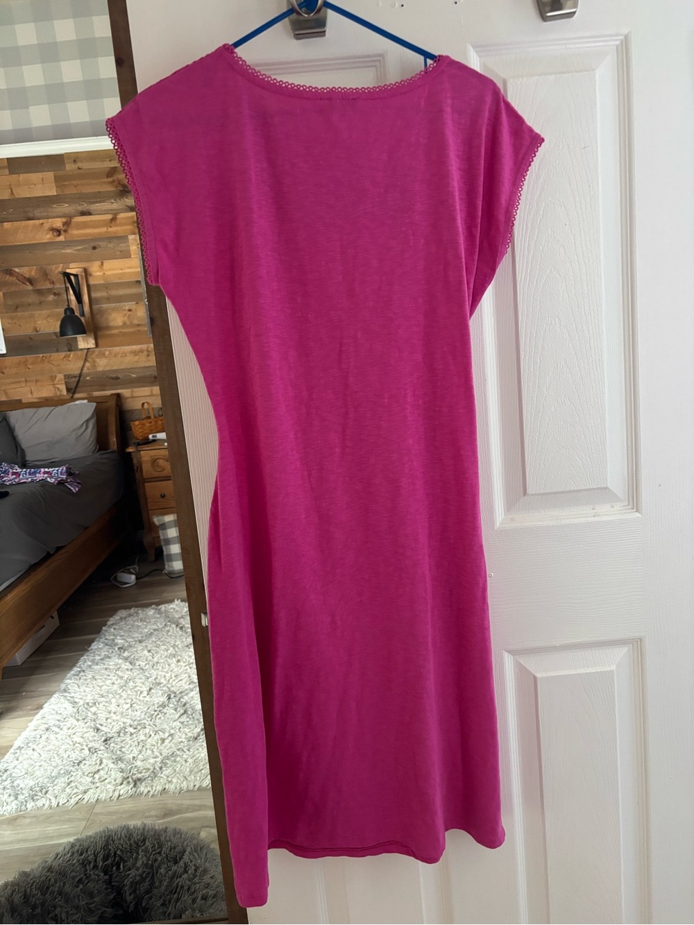 Talbots Bright Pink Tie-Waist Lace Yoke Women's Dress - Picture 7 of 7